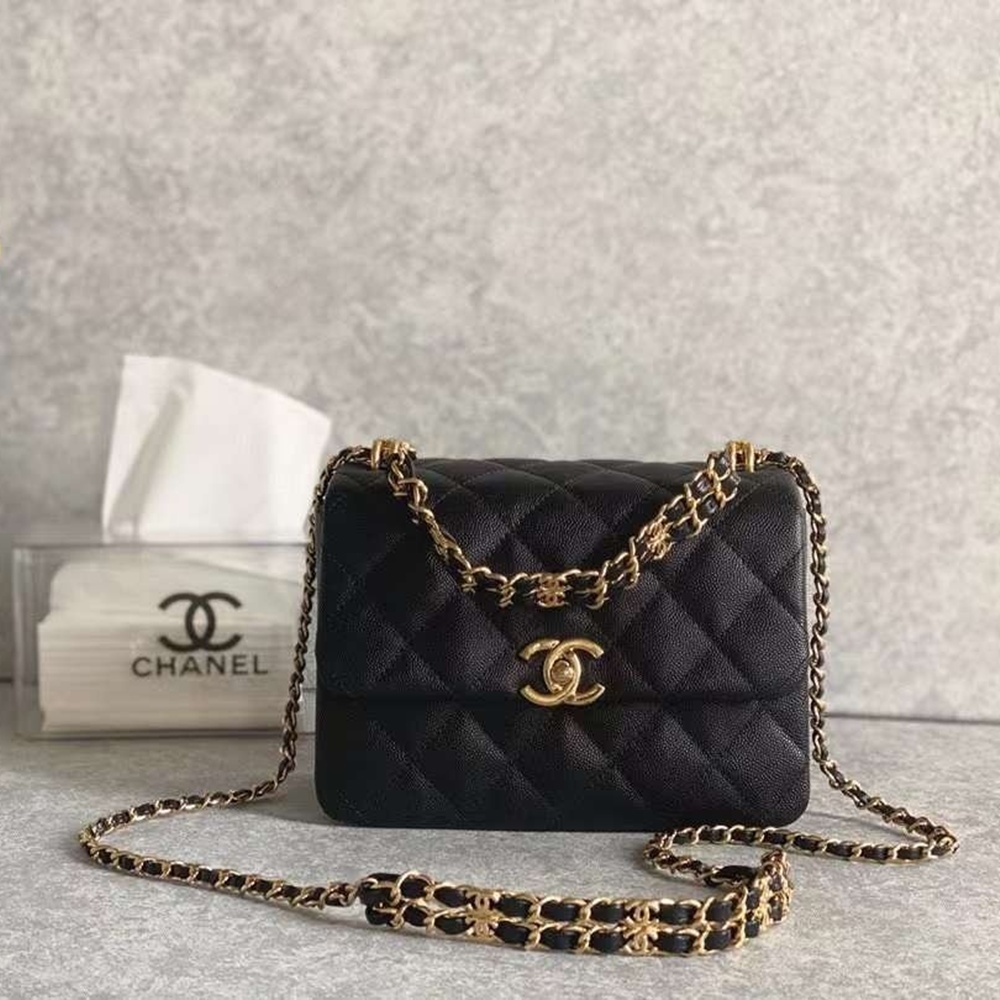 [CHANEL] CHANEL SHOULDER BAG WOC CAVIAR - 샤넬 여성용 캐비어 플랩 숄더백 20 x 3 x 9.5 cm