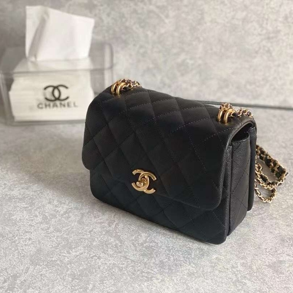 [CHANEL] CHANEL SHOULDER BAG WOC CAVIAR - 샤넬 여성용 캐비어 플랩 숄더백 20 x 3 x 9.5 cm