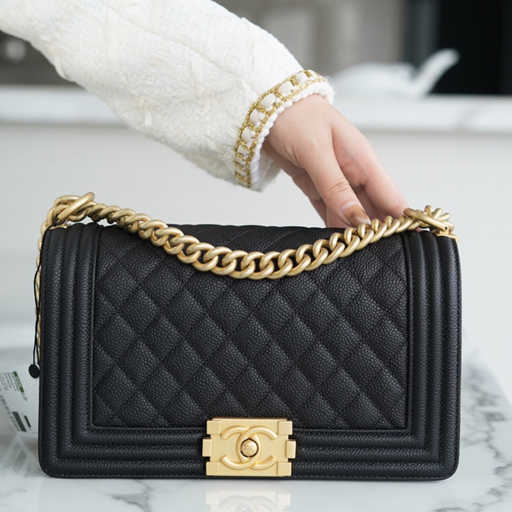 [CHANEL] 샤넬 CHANEL 캐비어 보이백 Leboy 미듐 세로14.5 가로25 폭8 스몰20 라지28cm