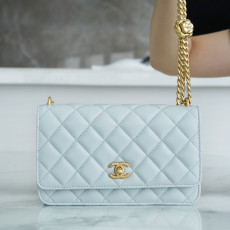 [CHANEL] CHANEL - 샤넬 logo 크로스 WOC 클래식 COCO체인 가로 19.5cm 세로 12cm 폭 4 cm