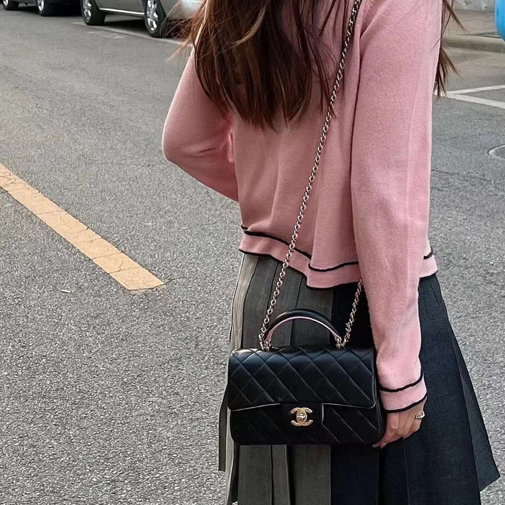 [CHANEL] Chanel coco handle handbag leather shoulder bag - 샤넬 코코 핸들 숄더백 20x9x13Cm