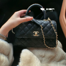 [CHANEL] Chanel coco handle handbag leather shoulder bag - 샤넬 코코 핸들 숄더백 20x9x13Cm