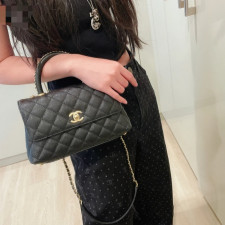 [CHANEL] Chanel coco handle handbag leather shoulder bag - 샤넬 코코 핸들 숄더백 20x9x13Cm
