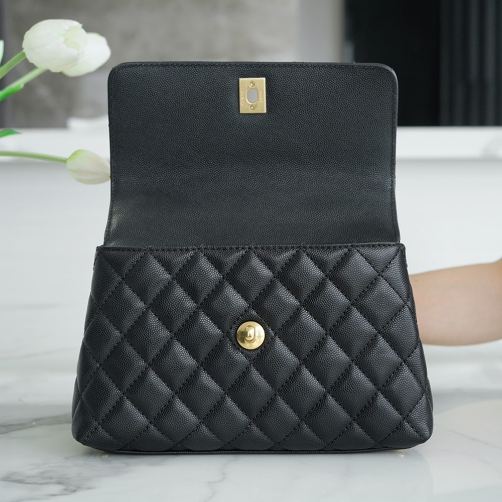 [CHANEL] Chanel coco handle handbag leather shoulder bag - 샤넬 코코 핸들 숄더백 20x9x13Cm