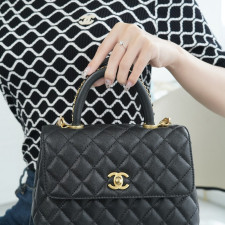 [CHANEL] Chanel coco handle handbag leather shoulder bag - 샤넬 코코 핸들 숄더백 20x9x13Cm