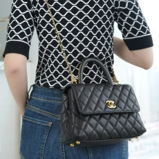 [CHANEL] Chanel coco handle handbag leather shoulder bag - 샤넬 코코 핸들 숄더백 20x9x13Cm