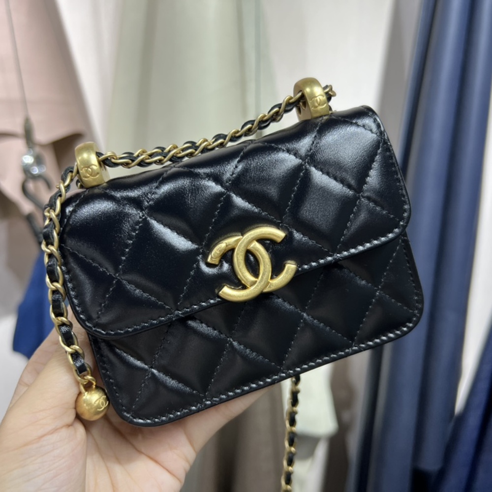 [CHANEL] 샤넬 로고 숄더 여성 지갑 9.5 x 12.5 x 3.5 cm