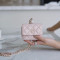 [CHANEL] 샤넬 연핑크 로고 숄더 여성 지갑 7 x 10 x 2.5 cm