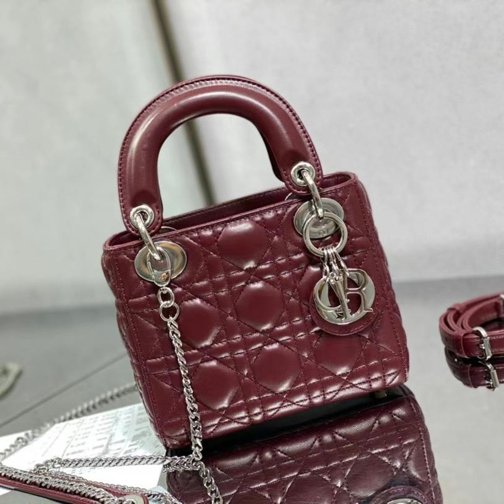 [CHRISTIAN DIOR] 크리스챤 디올 MICRO LADY DIOR BAG Cannage - 디올 마이크로 레이디 미디엄 패이던트 백 까나쥬  17cm