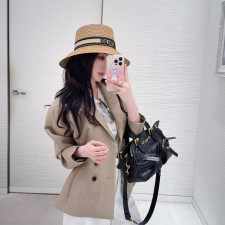 [CHRISTIAN DIOR] 크리스챤 디올 M60 Grand Tour 미디엄 볼링백 블랙 크링클 송아지 가죽 31 x 9 x 24 cm