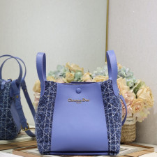 [CHRISTIAN DIOR] 크리스챤 디올 Signature 스몰 버킷백 블루 Dior Oblique 자카드 24x21x14 cm