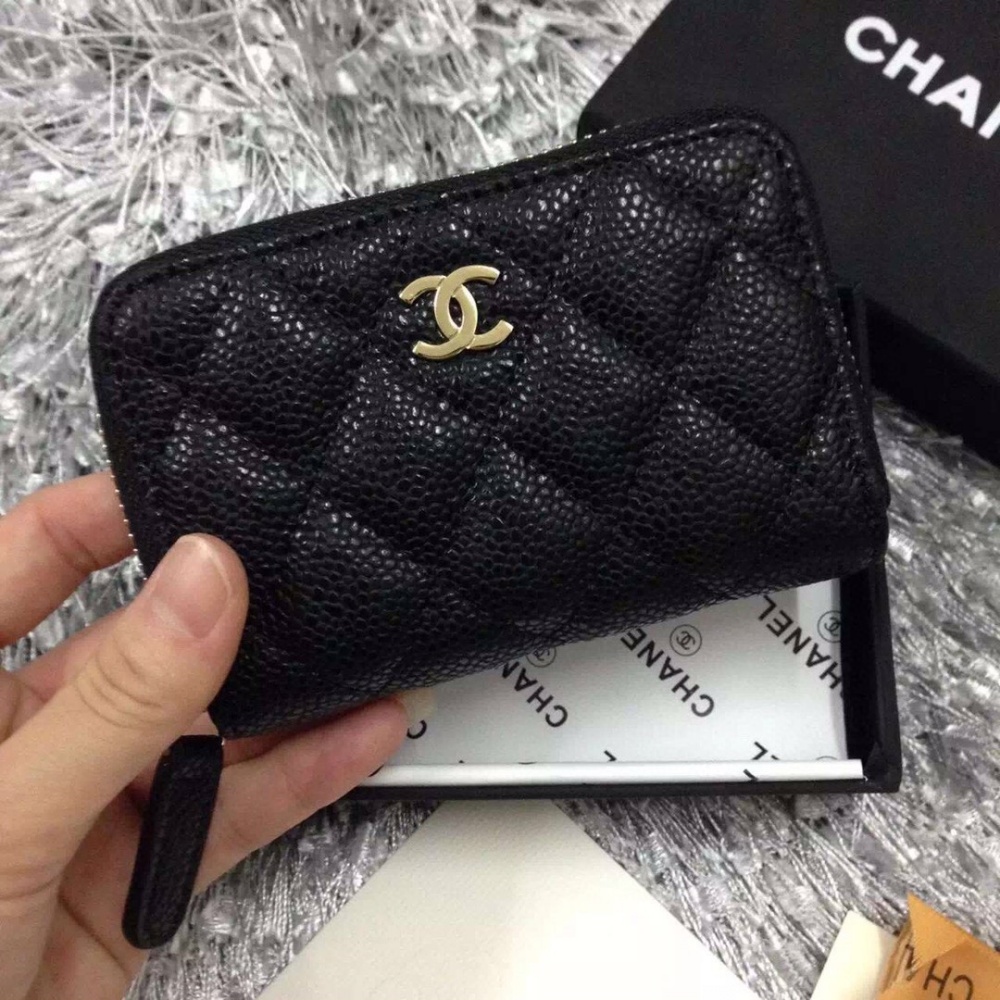 샤넬 Chanel-클래식 지퍼돌이 카드지갑 캐비어 블랙