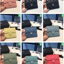 샤넬]Chanel- 클래식 캐비어 핑크 레더 반지갑