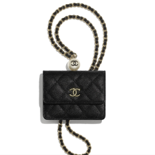 [샤넬] Chanel-CC 캐비어 플랩 금장 체인 목걸이 카드지갑