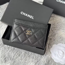 [샤넬] Chanel-클래식 카드홀더 캐비어 블랙 금장