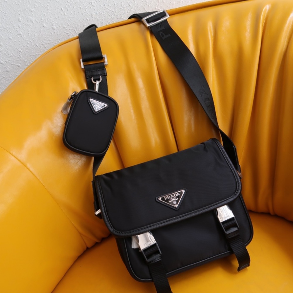 [프라다] PRADA-리나일론 및 사피아노 가죽 숄더백