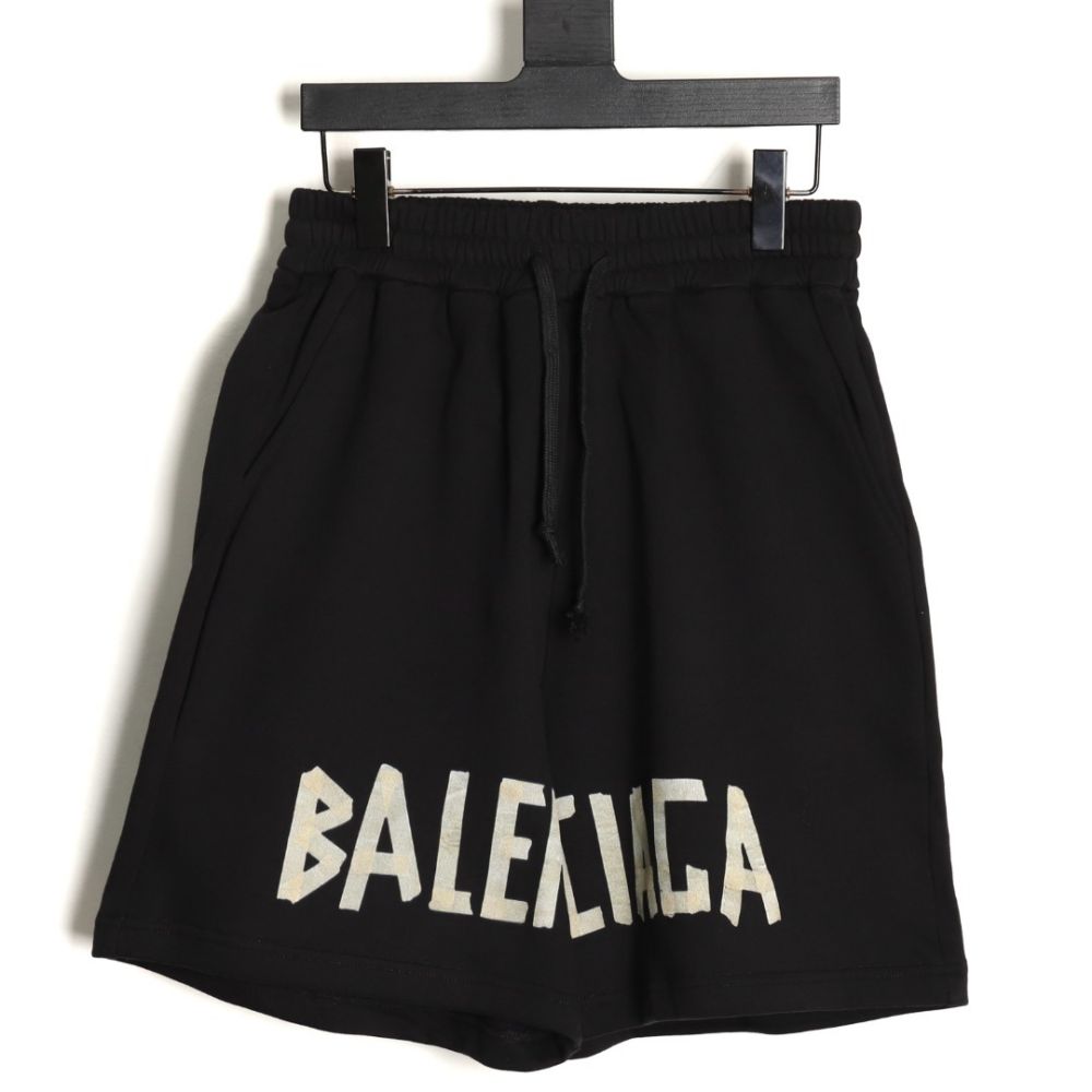 [발렌시아가] BALENCIAGA 테이프 로고 프린트 쇼츠