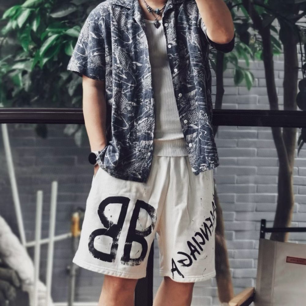 [발렌시아가] BALENCIAGA 더블 B 프린트 쇼츠
