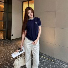 [프라다] PRADA 로고 니트 티셔츠