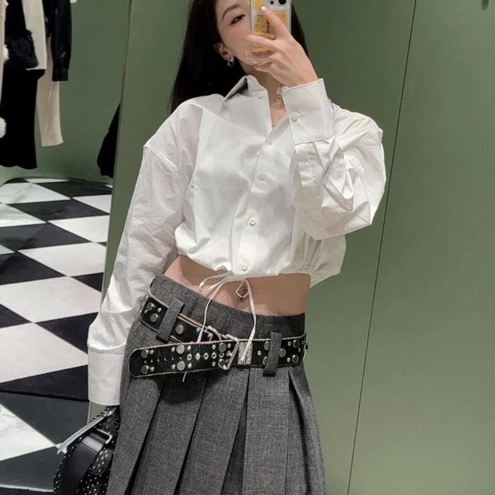 [프라다] PRADA 숏 드로우스트링 셔츠