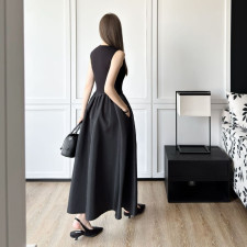 [프라다] PRADA 하프지퍼 슬리브리스 스티치드 드레스