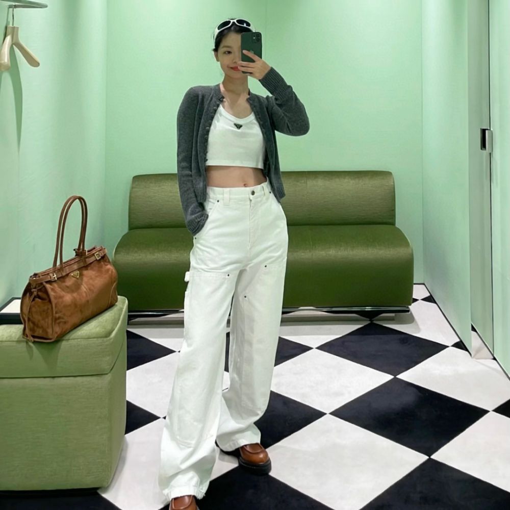 [프라다] PRADA 화이트 데님 워크 팬츠