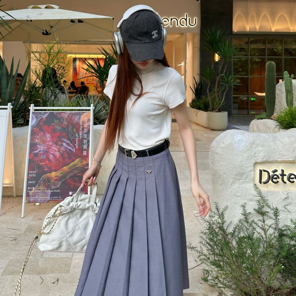 [프라다] PRADA 수트 플리츠 스커트