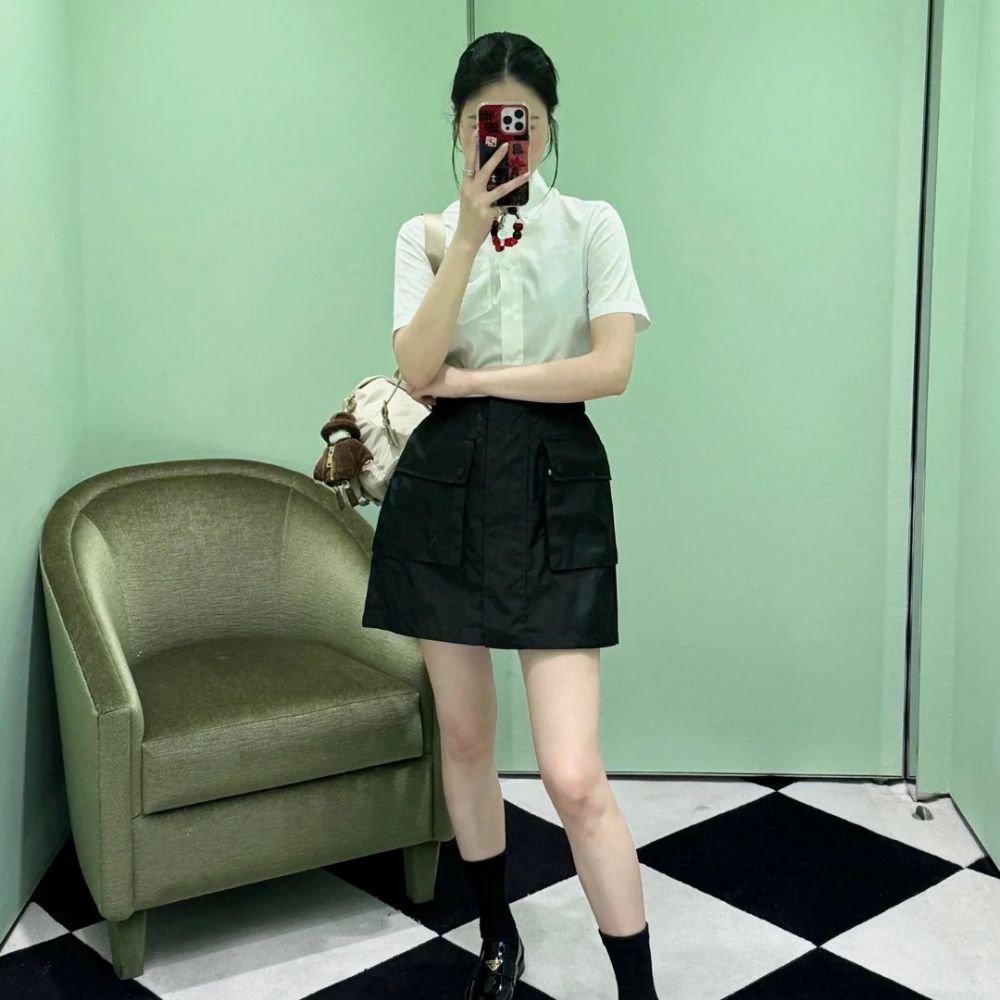 [프라다] PRADA 일레스틱 웨이스트 포켓 스커트