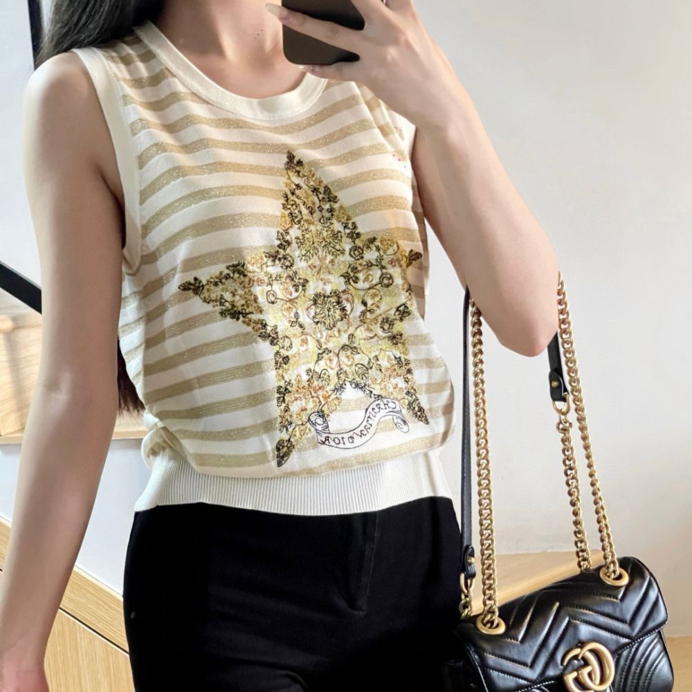 [디올] DIOR 스타 리본 니트 슬리브리스