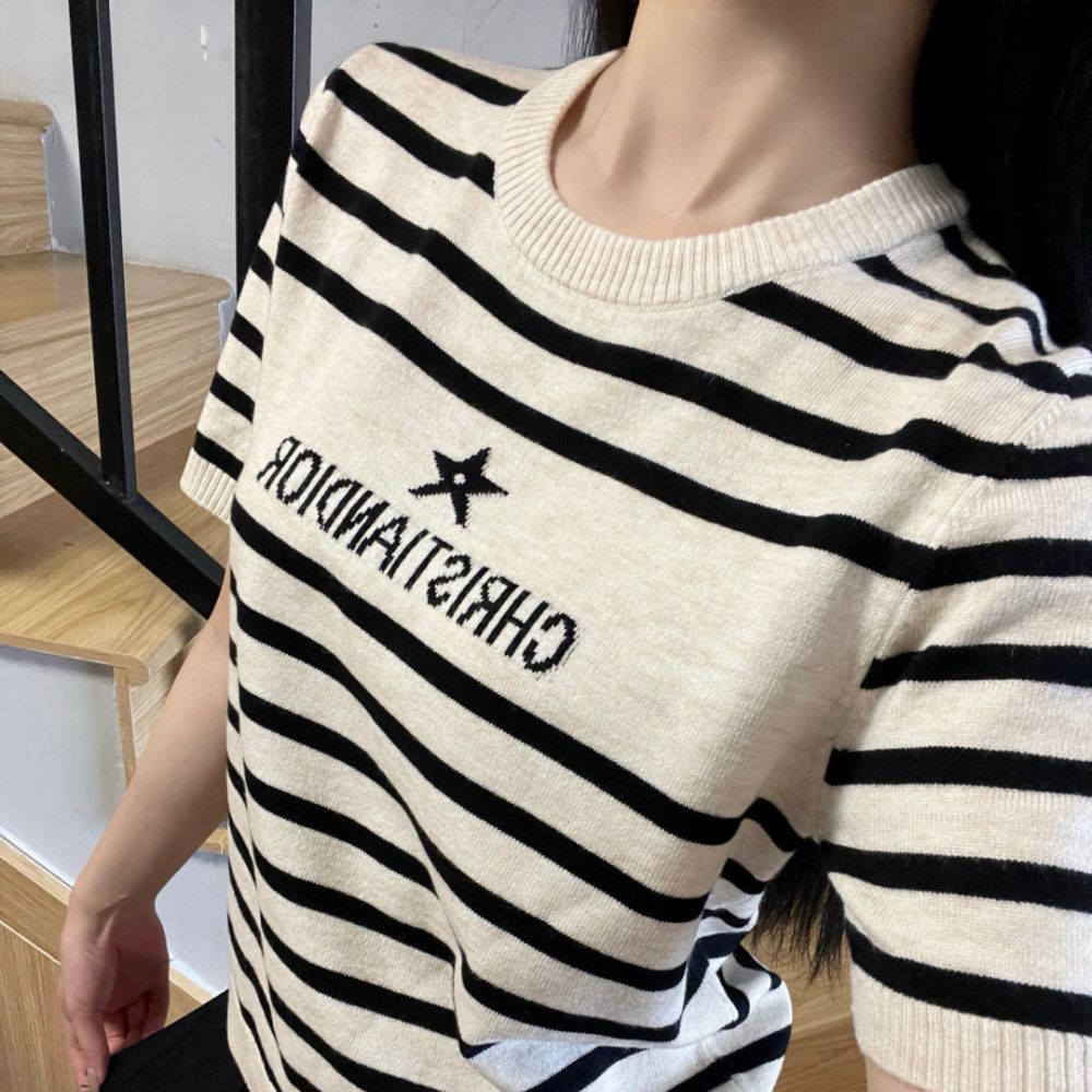 [디올] DIOR 스타 자가드 스트라이프 니트 티셔츠