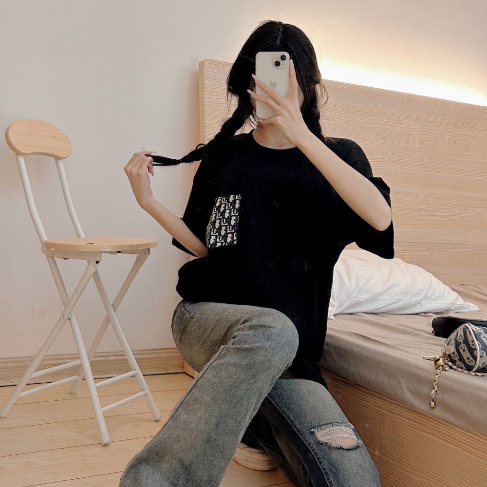 [디올] DIOR 올드 플라워 자가드 포켓 데님레터 티셔츠