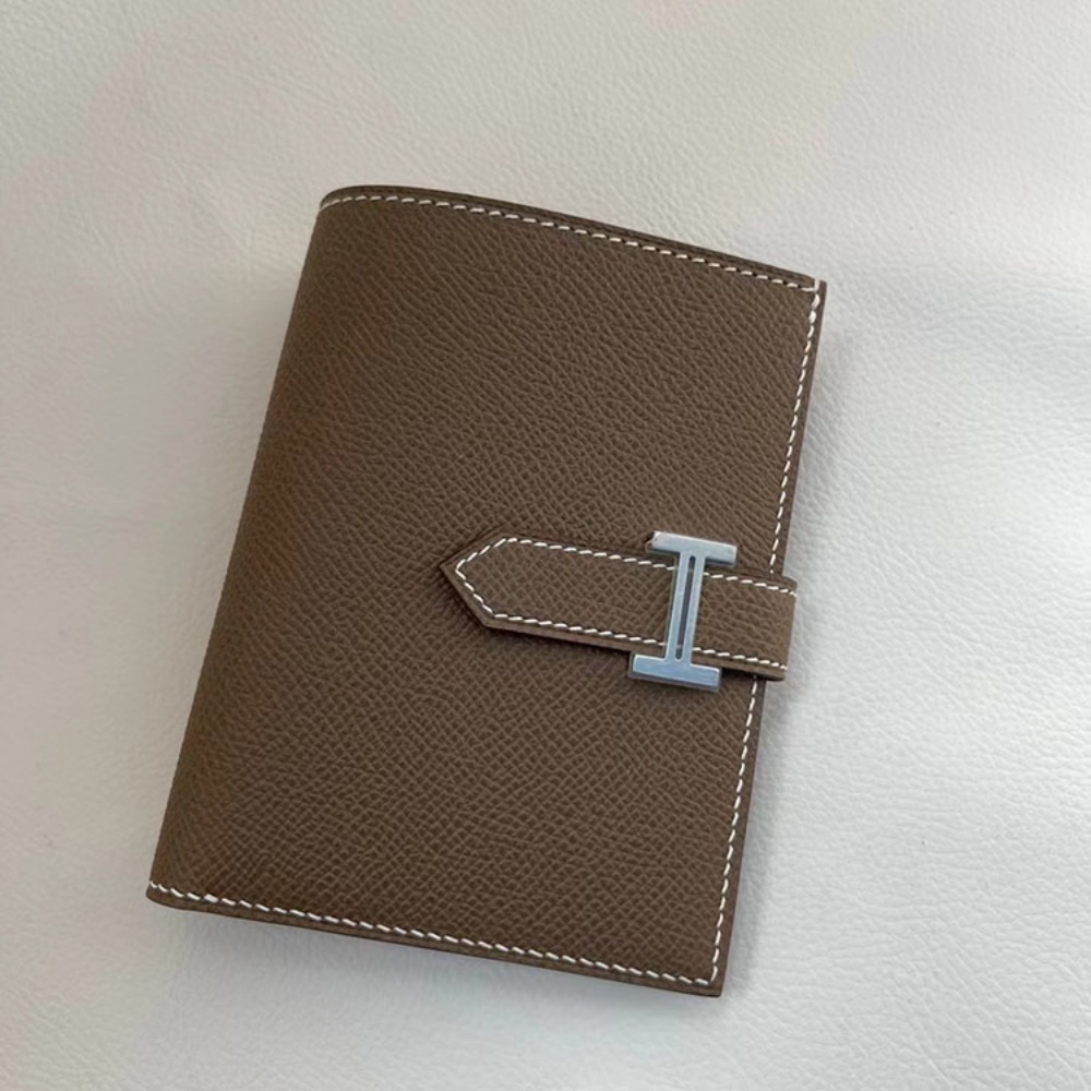 [에르메스] HERMES-Bearn Compact 베안 반지갑 18 Etoupe Epsom 송아지가죽 은장금장