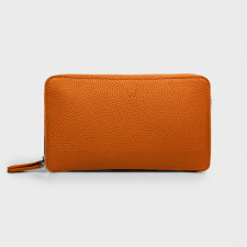 [에르메스] HERMES-실크 인 클래식 지퍼 지갑 – Orange  Silver