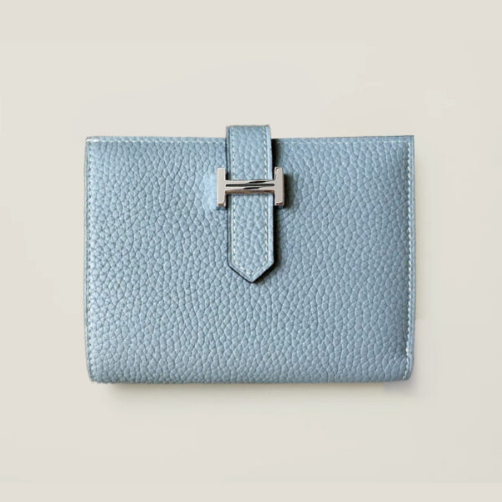 [에르메스] HERMES-Bearn 컴팩트 반지갑 Togo – Sauge  Silver