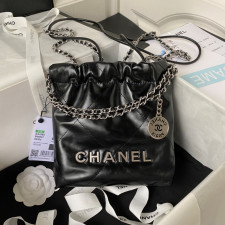 [샤넬] CHANEL 22 미니 샤이니 카프스킨 핸드백 은장