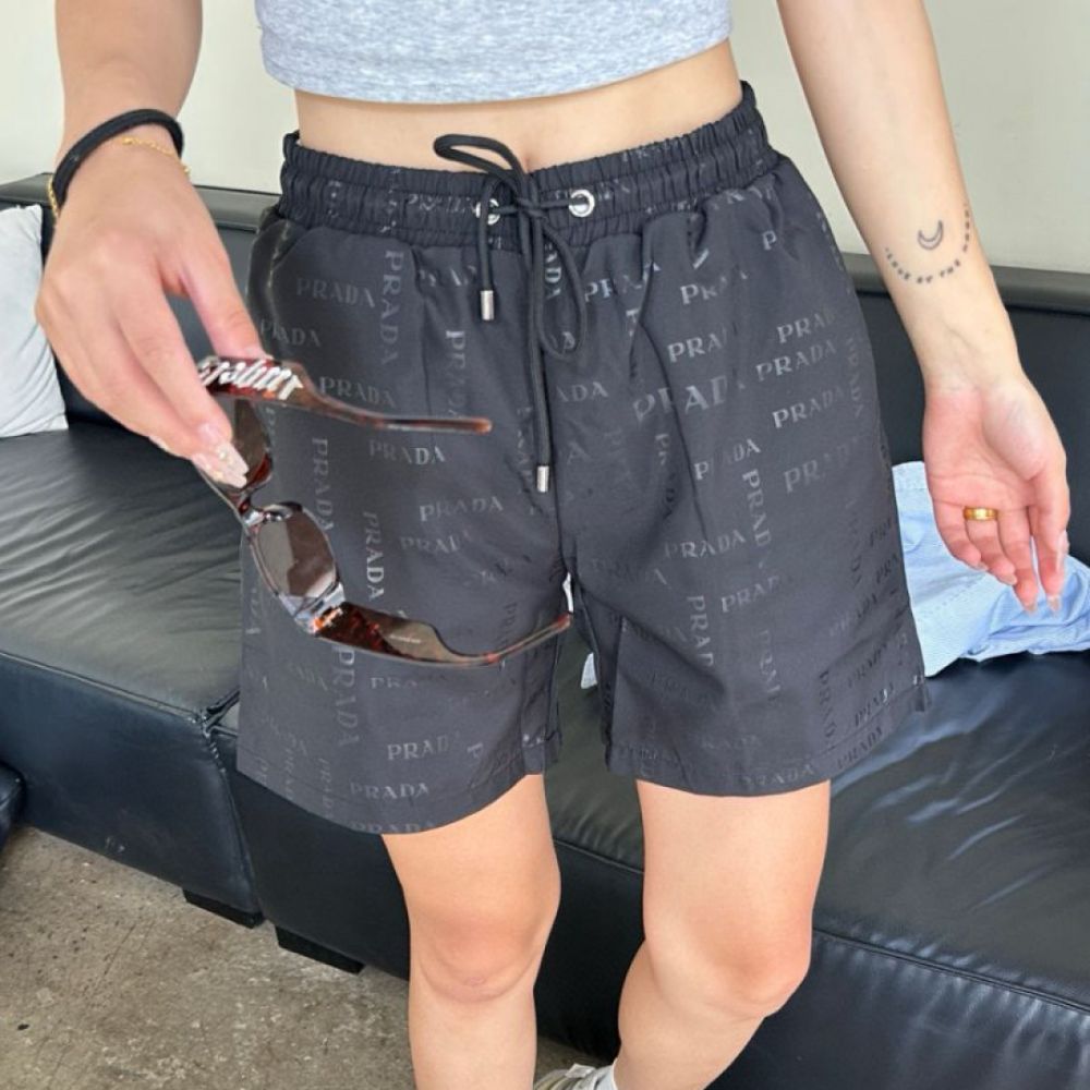 [프라다] PRADA 올오버 모노그램 비치 쇼츠
