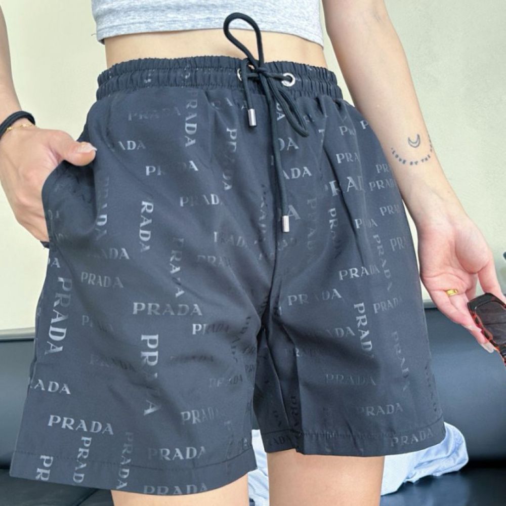[프라다] PRADA 올오버 모노그램 비치 쇼츠