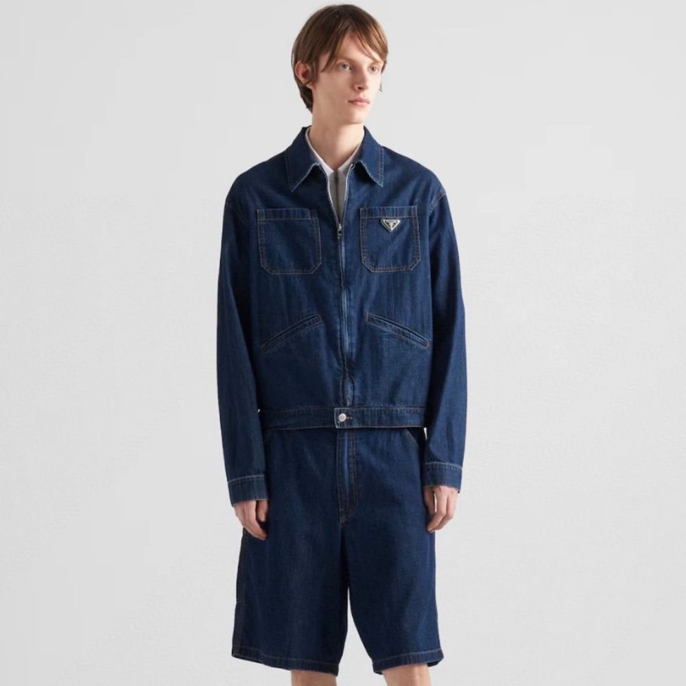 [프라다] PRADA 워시드 블루 집업 데님 자켓