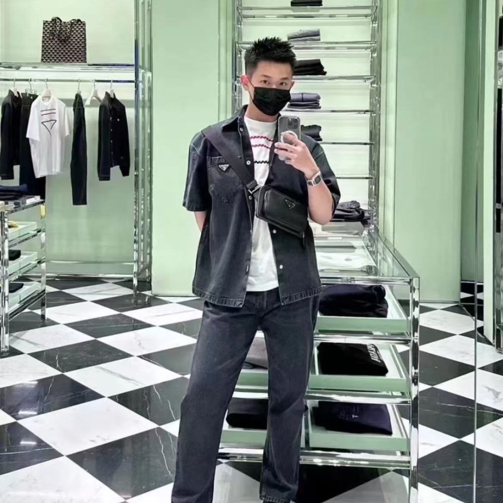 [프라다] PRADA 트라이앵글 포켓 데님 셔츠