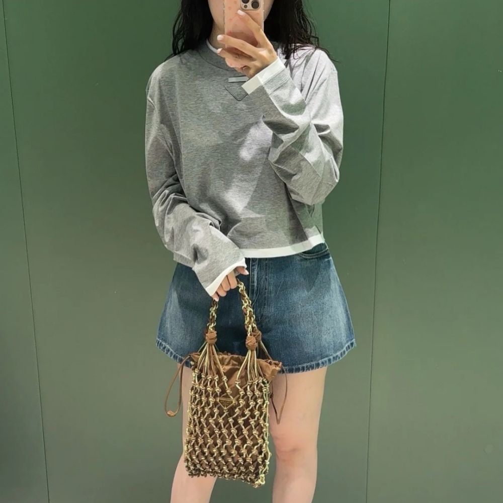 [프라다] PRADA 투피스 레이어드 티셔츠