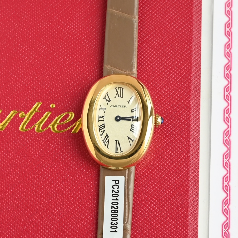 [까르띠에] Cartier Baignoire Mini Quartz Pink Gold - 까르띠에 베누아  쿼츠 32x26mm