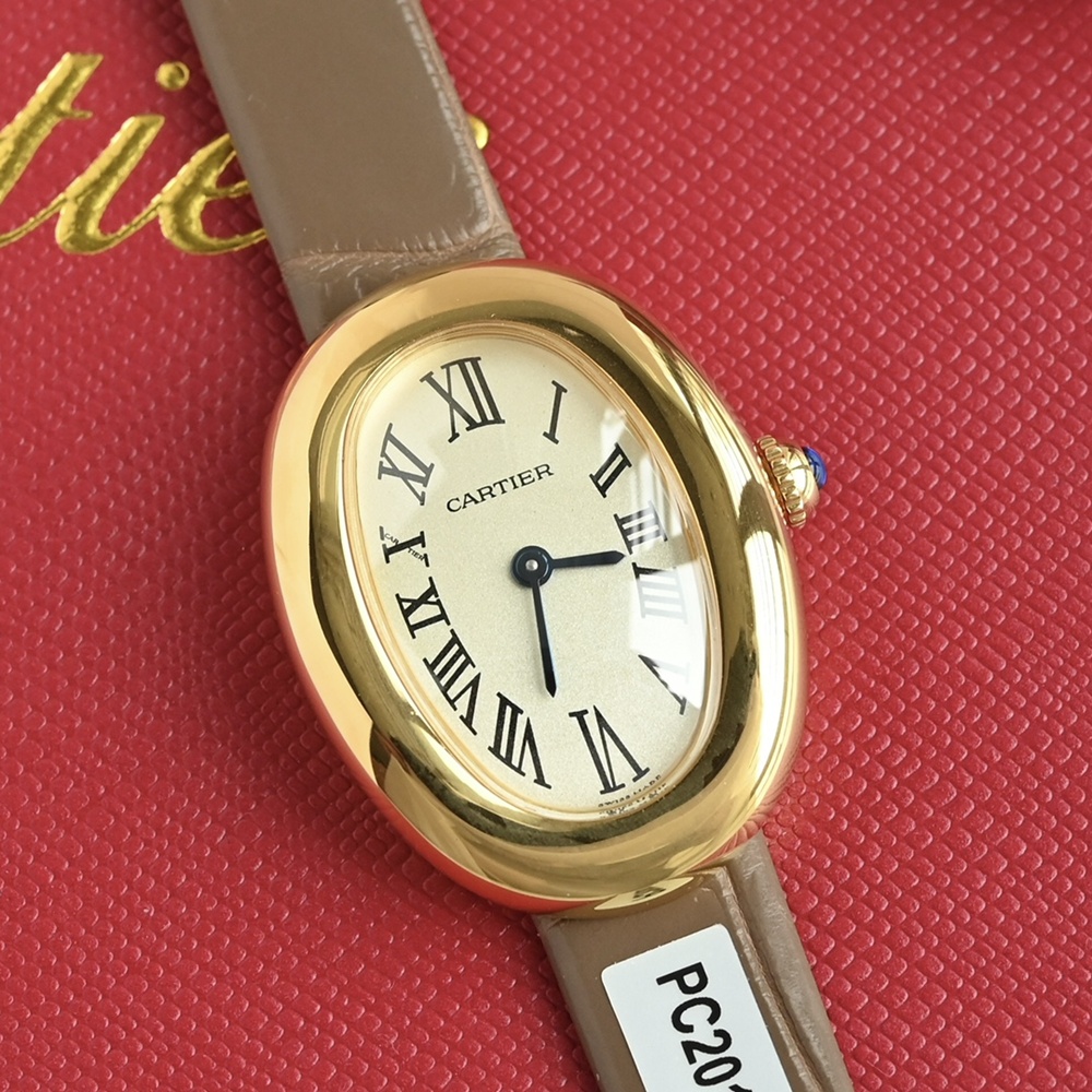 [까르띠에] Cartier Baignoire Mini Quartz Pink Gold - 까르띠에 베누아  쿼츠 32x26mm