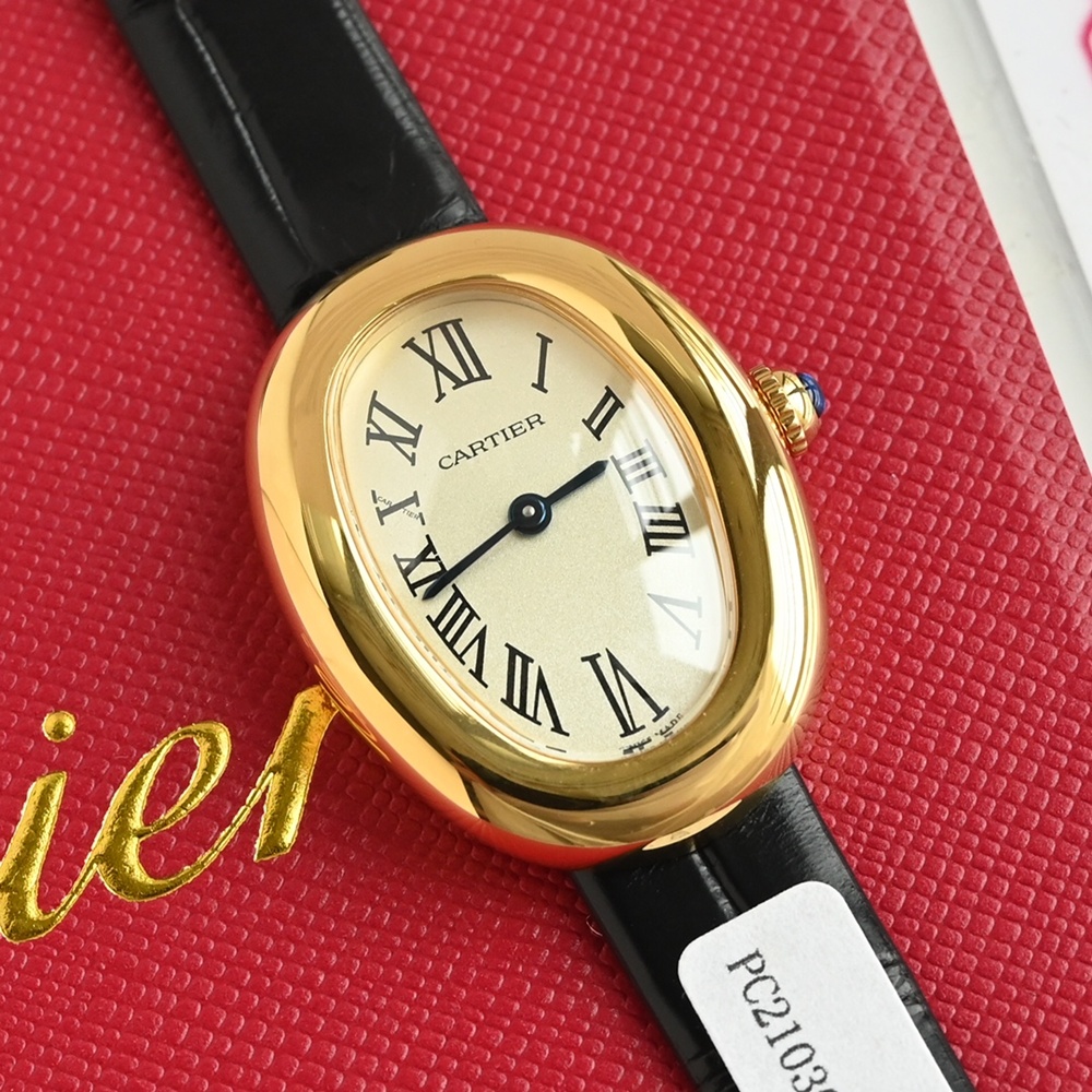 [까르띠에] Cartier Baignoire Mini Quartz Pink Gold - 까르띠에 베누아  쿼츠 32x26mm
