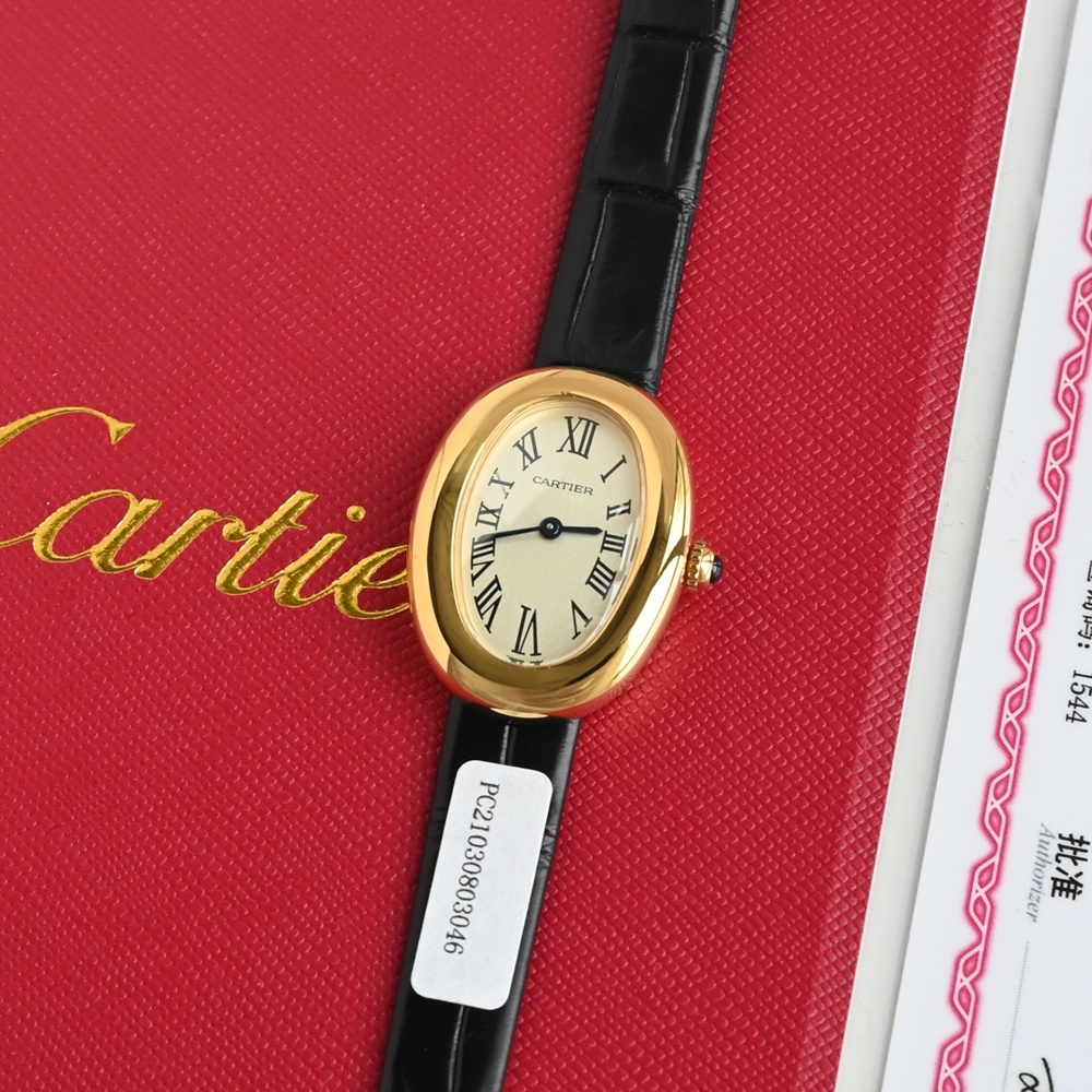 [까르띠에] Cartier Baignoire Mini Quartz Pink Gold - 까르띠에 베누아  쿼츠 32x26mm