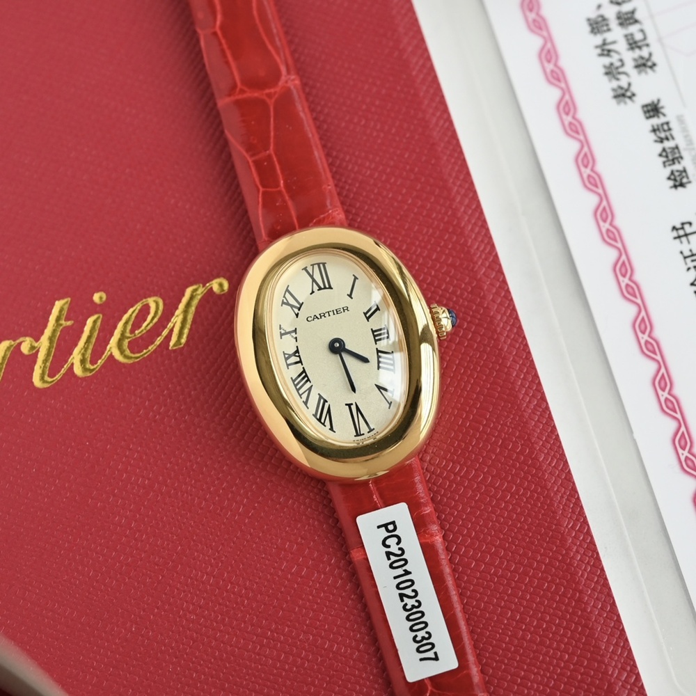 [까르띠에] Cartier Baignoire Mini Quartz Pink Gold - 까르띠에 베누아  쿼츠 32x26mm