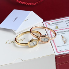 [까르띠에] Cartier Baignoire Mini Quartz Pink Gold Size 17 Bracelet - 까르띠에 베누아 미니 쿼츠 팔찌사이즈 15 16 17mm 브레이슬릿 24.6x18.7mm